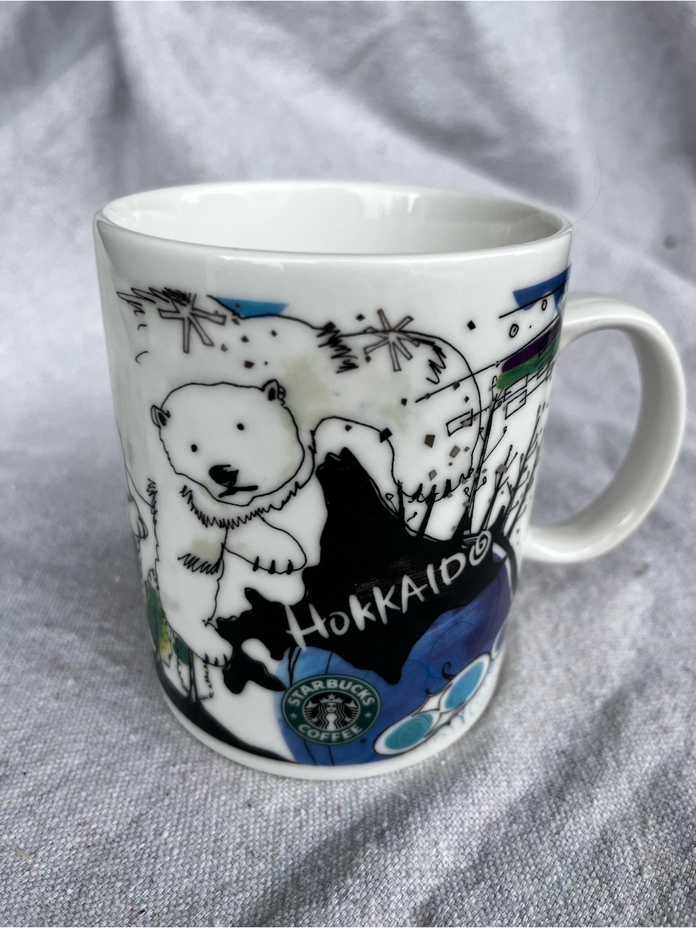 Starbucks Hokkaido Japan Mug 2016 Made in Japan Polar Bear Snowflake Old Logo